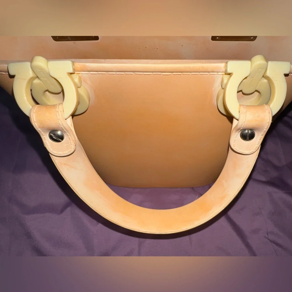 Salvatore Ferragamo Gancini Rubber Bucket Bag – Peach Pastel – Made in Italy